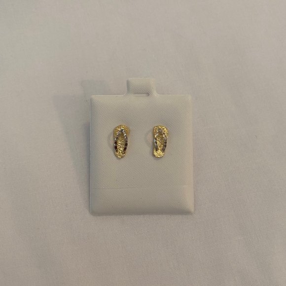 10K Yellow Gold Flip Flop Stud Earrings - Picture 6 of 8